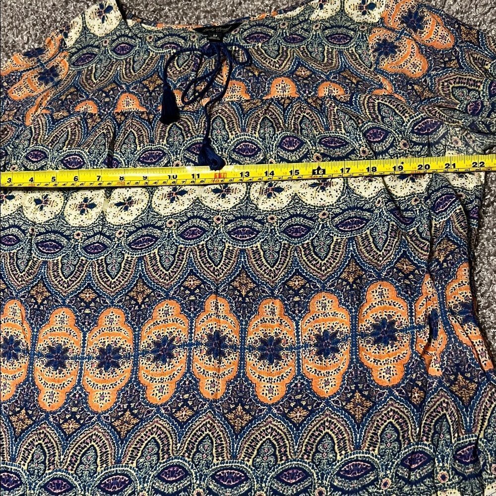 Lucky Brand Bohemian Blue and Orange Women's Top - Picture 5 of 6